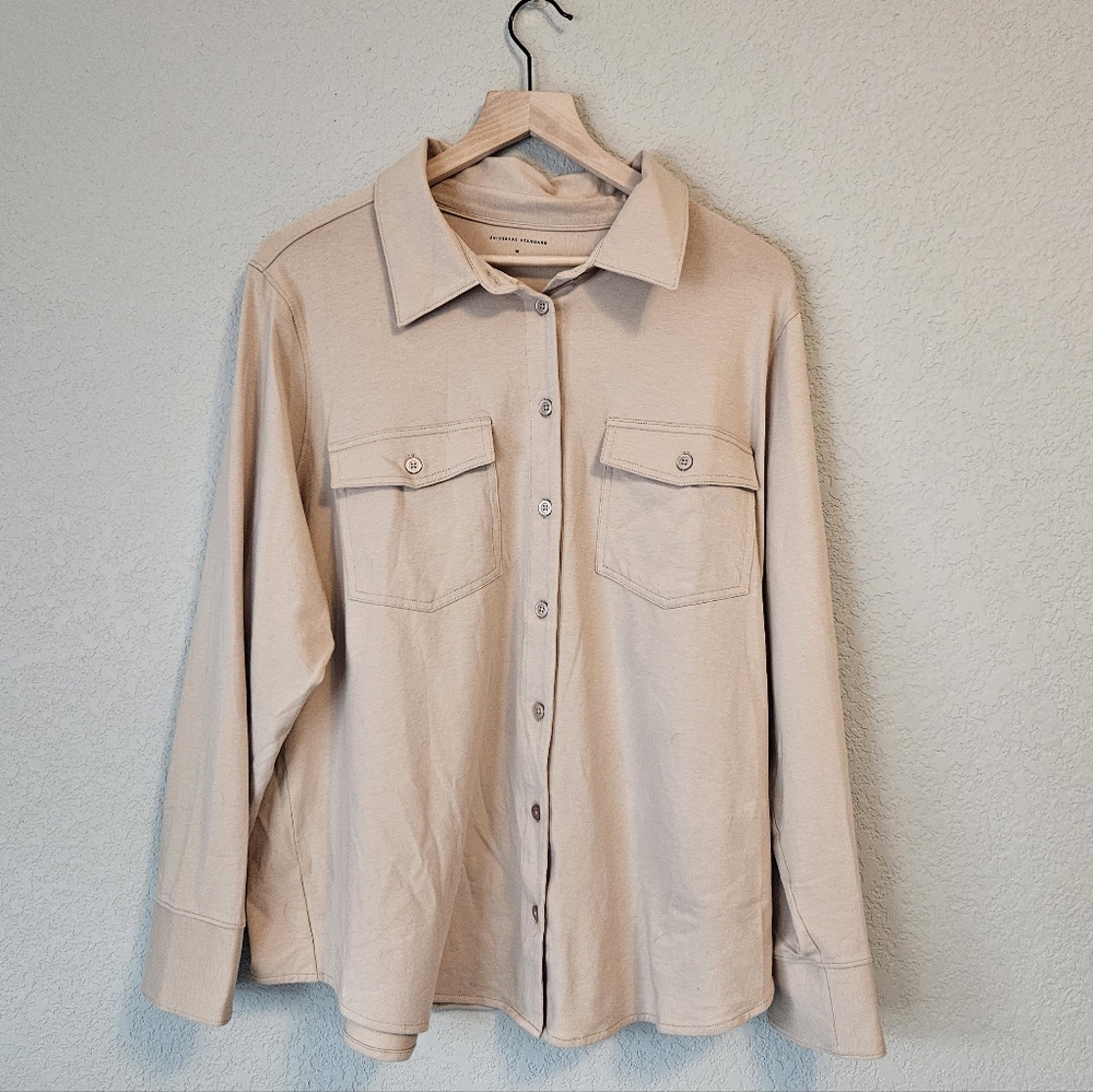 Universal Standard Misa Jersey Shirt Jacket | Tan / Beige | Size M (18-20)